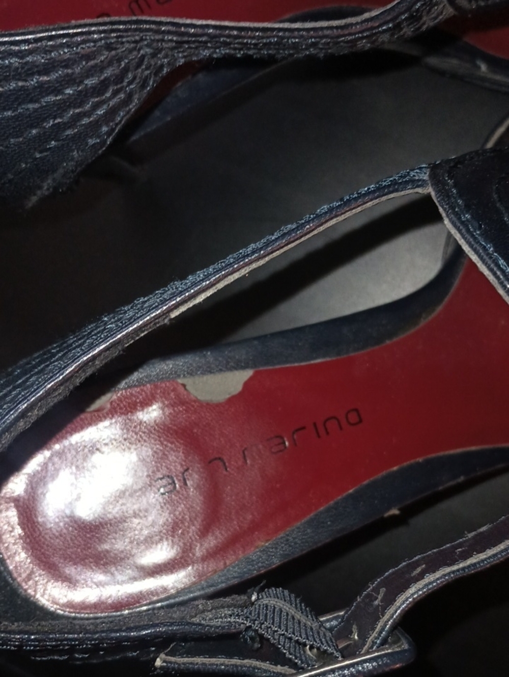 Ann Marino Black Strappy Open-Toe Heels with Red Insole Woman's Size 7m Sexy - Picture 3 of 8